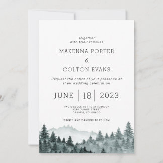 Invitation Russe Aquarelle Mariage de pin de montagne