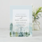 Invitation Russe Aquarelle Mariage de pin de montagne (Debout devant)
