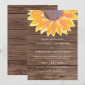 Invitation Russe Aquarelle Mariage de tournesol (Devant / Derrière)