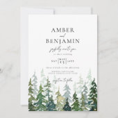 Invitation Russe Aquarelle Mariage forestier (Devant)