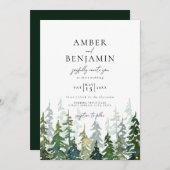 Invitation Russe Aquarelle Mariage forestier (Devant / Derrière)