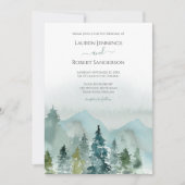 Invitation Russe Aquarelle Montagne À feuillage persistant Ar (Devant)