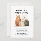 Invitation Russe Aquarelle Ours Famille Réunion (Devant)