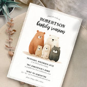 Invitation Russe Aquarelle Ours Famille Réunion