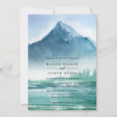 Invitation Russe Aquarelle Pine Mountains Lac Mariage (Devant)