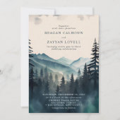 Invitation Russe Aquarelle Pine Tree Mariage de montagne (Devant)
