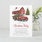 Invitation Russe Aquarelle Rouge Camion fête de Noël (Debout devant)