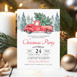 Invitation Russe Aquarelle Rouge Camion fête de Noël<br><div class="desc">Des invitations à des soirées à thème rustiques de noël hiver avec un simple arrière - plan blanc,  des épinettes aquarelles,  un camion rouge vintage,  un arbre de Noël et un modèle traditionnel de fête facile à personnaliser.</div>