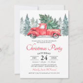 Invitation Russe Aquarelle Rouge Camion fête de Noël (Devant)