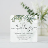 Invitation Russe Aquarelle Sage Vert Eucalyptus Mariage dans (Debout devant)