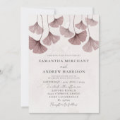 Invitation Russe aquarelle Terracotta Ginkgo Mariage (Devant)