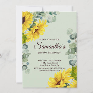 Invitation Russe aquarelle tournesol fête anniversaire
