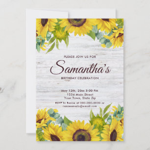Invitation Russe aquarelle tournesol fête anniversaire
