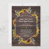 Invitation Russe aquarelle tournesol Mariage bois (Devant)