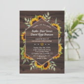 Invitation Russe aquarelle tournesol Mariage bois (Debout devant)