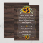 Invitation Russe aquarelle tournesol Mariage bois (Devant / Derrière)