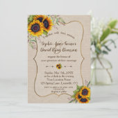 Invitation Russe Aquarelle Tournesols Linge Mariage (Debout devant)