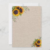 Invitation Russe Aquarelle Tournesols Linge Mariage (Dos)