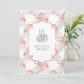 Invitation Russe Argent et rose pâle Roses Mariage musulman (Debout devant)