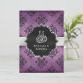 Invitation Russe Argent violet noir Damas musulman Mariage (Debout devant)