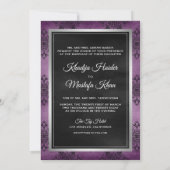 Invitation Russe Argent violet noir Damas musulman Mariage (Dos)