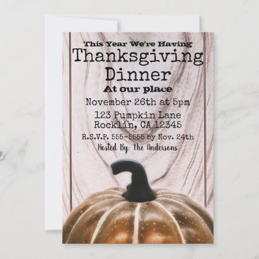 Invitation Russe Automne Automne Citrouille Thanksgiving Dîne (Devant)