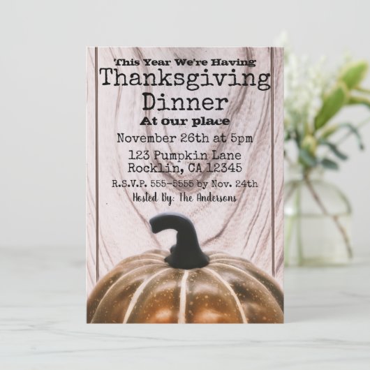 Invitation Russe Automne Automne Citrouille Thanksgiving Dîne (Debout devant)