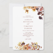Invitation Russe Automne Bourgogne Boho Floral Mariage (Devant)