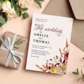 Invitation Russe Automne Chaud Aquarelle Floral Bouquet Maria