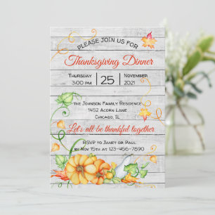 Invitation Russe Automne Citrouille Floral Thanksgiving Dîner