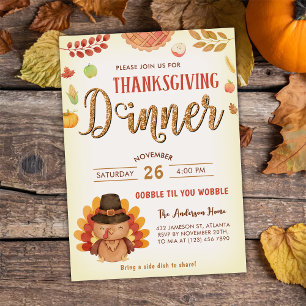 Invitation Russe Automne Citrouille Gobble Thanksgiving Dîner