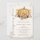 Invitation Russe Automne Citrouille Thanksgiving Diner Aquare (Devant)