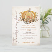 Invitation Russe Automne Citrouille Thanksgiving Diner Aquare (Debout devant)