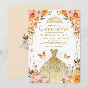 Invitation Russe Automne Floral Quinceañera Mis Quince Anos