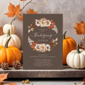 Invitation Russe Automne Floral Thanksgiving Dîner