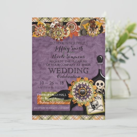 Invitation Russe Automne Halloween Barn Mariage (Debout devant)