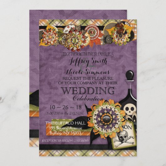 Invitation Russe Automne Halloween Barn Mariage (Devant / Derrière)