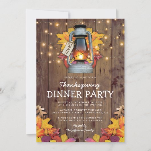 Invitation Russe Automne Lights String Lights Thanksgiving (Devant)