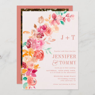 Invitation Russe automne terre cuite florale mariage photo