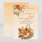 Invitation Russe Autumn Citrouille Thanksgiving Dîner (Devant / Derrière)