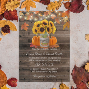 Invitation Russe Autumn Sunflower Jar Citrouille Mariage de a
