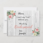 Invitation Russe Barnwood Blush Floral Bridesmaid Proposition (Dos)