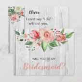 Invitation Russe Barnwood Blush Floral Bridesmaid Proposition (Devant / Derrière)