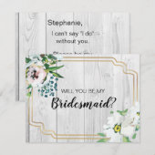 Invitation Russe Barnwood Floral Gold Bridesmaid Proposition (Devant / Derrière)