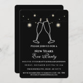 Invitation Russe Black String Lights Nouvel An Soirée (Devant / Derrière)
