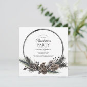 Invitation Russe Black Winter Pinecone Wreath Fête de Vacance (Debout devant)