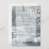 Invitation Russe bleu montagne élégant mariage d'hiver (Devant)