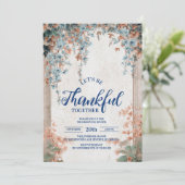 Invitation Russe Bleu Vin D'Automne Thanksgiving Dîner (Debout devant)