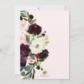 Invitation Russe Bloom Bourgogne Blush Roses d'aquarelle (Dos)