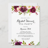 Invitation Russe Blush Bourgogne Fête des mariées Tea Party (Devant)